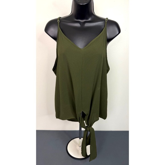 Umgee Tops - Umgee Womens Tank Top Blouse Tie Front Olive Green Size Medium